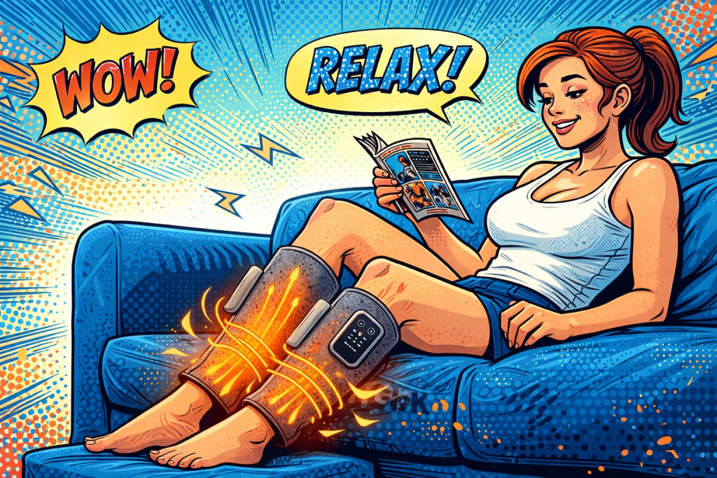 Cueyouでふくらはぎをマッサージする女性