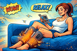 Cueyouでふくらはぎをマッサージする女性