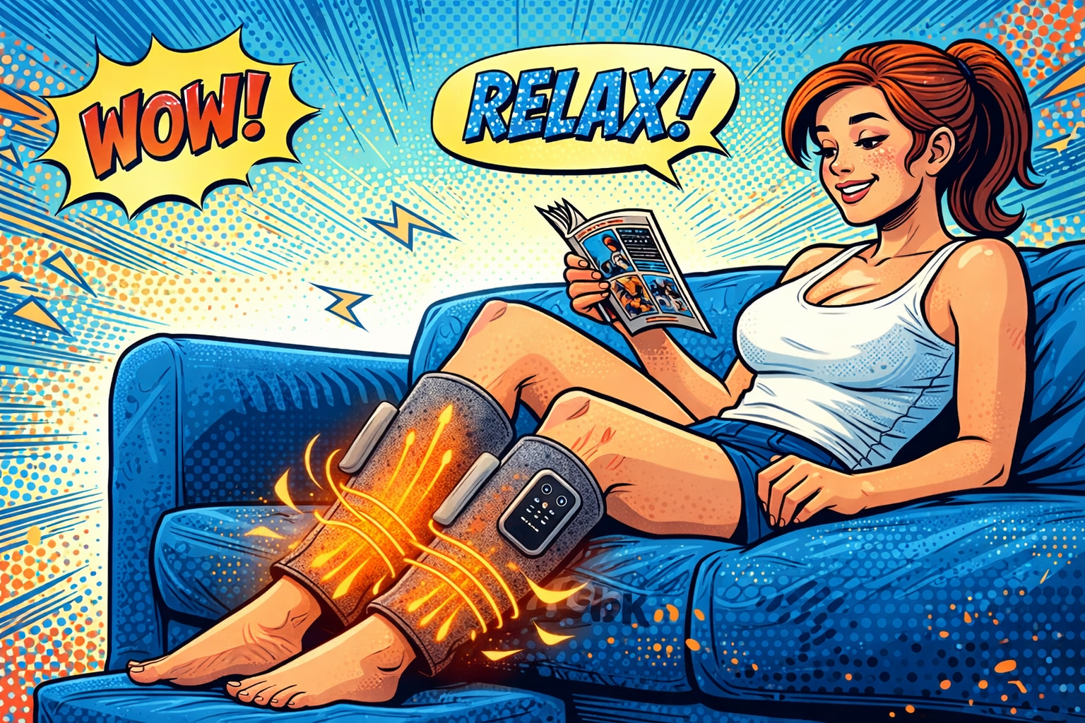 Cueyouでふくらはぎをマッサージする女性