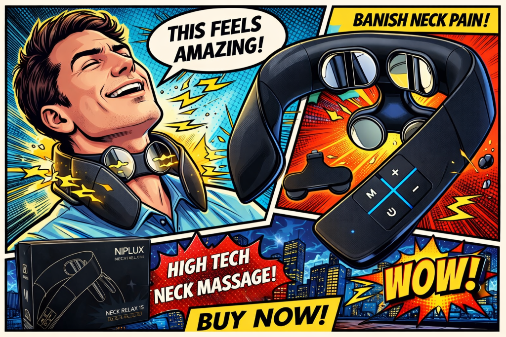 NIPLUX NECK RELAXを使って首をケアする男性