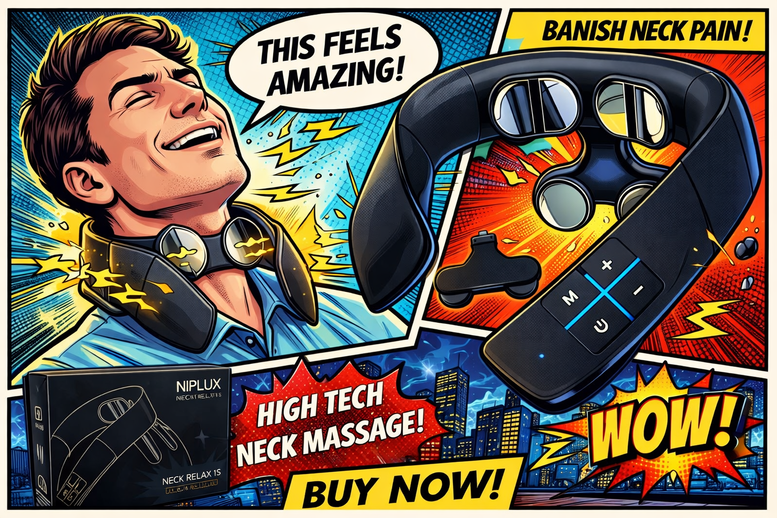 NIPLUX NECK RELAXを使って首をケアする男性