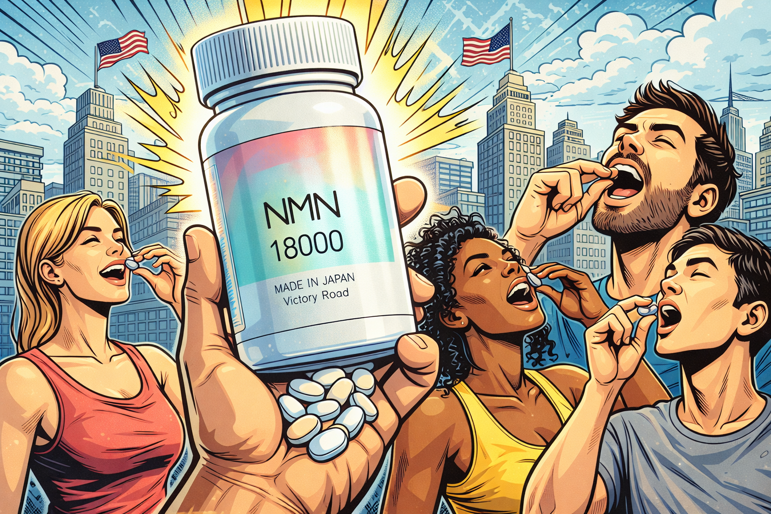 NMNサプリメントを飲む人々