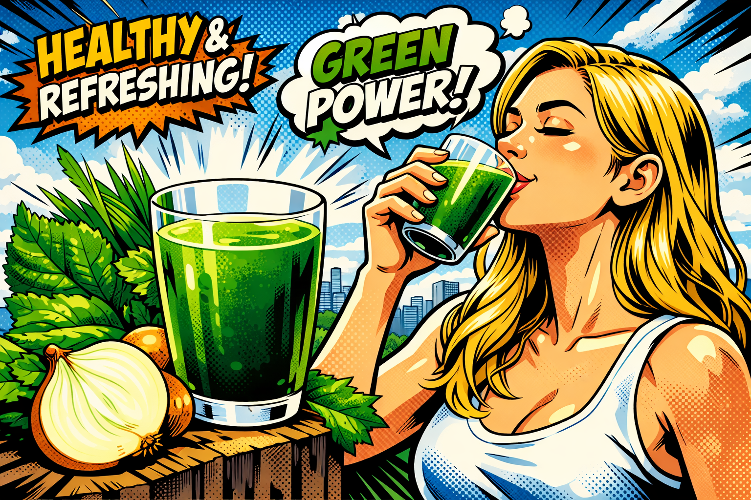 青汁を飲む女性