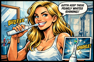 ソニックケア歯ブラシを使う女性