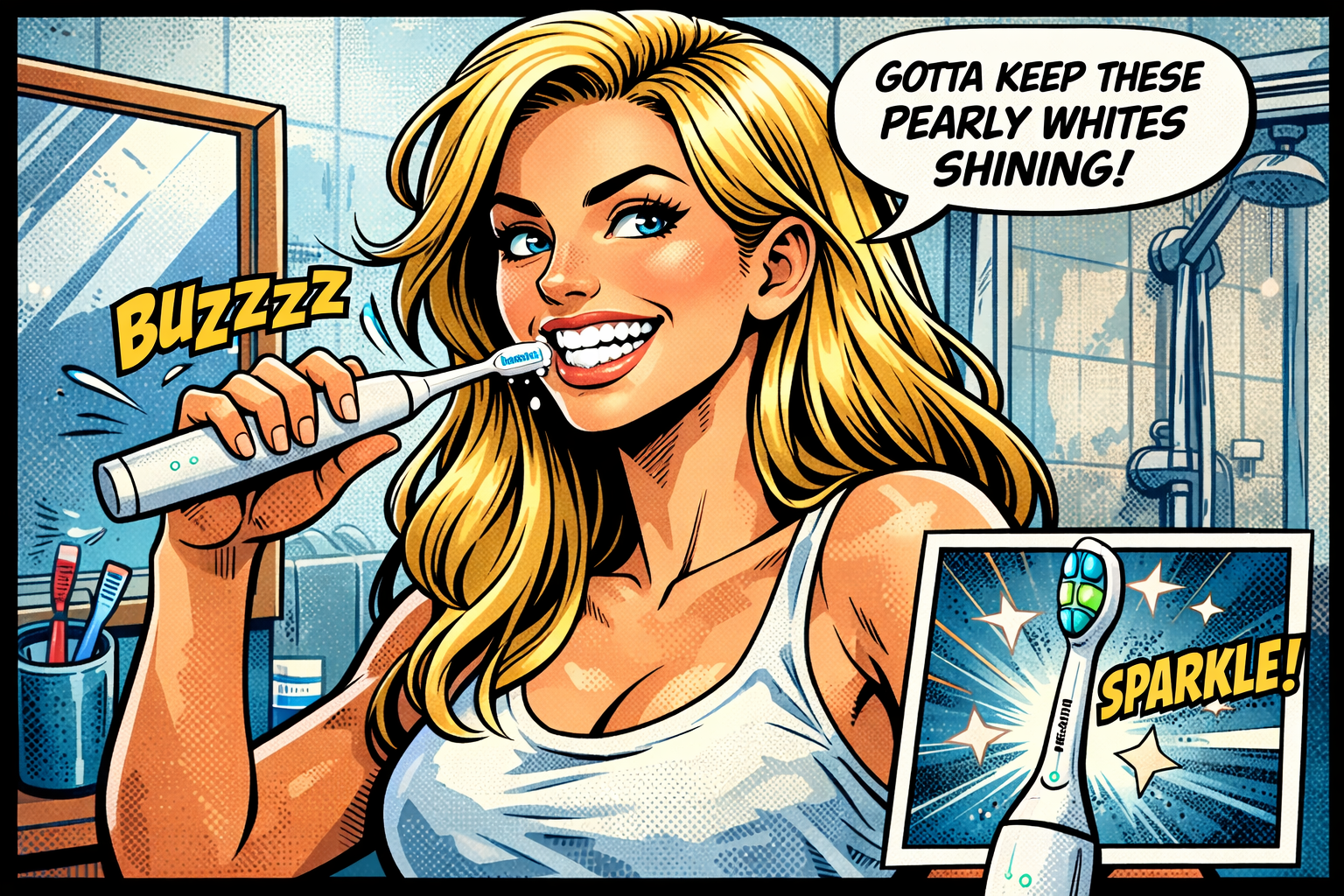 ソニックケア歯ブラシを使う女性