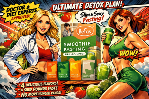 Befasスムージーファスティングのパッケージと美女二人