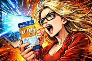 ルテインのライトプロテクションを飲む女性